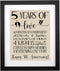 5 Years of Love Burlap Print with Frame